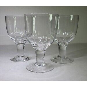 Set of 3 Dartington Crystal Greenwich Water Goblets 6.5" Wine Thick Stem Glasses